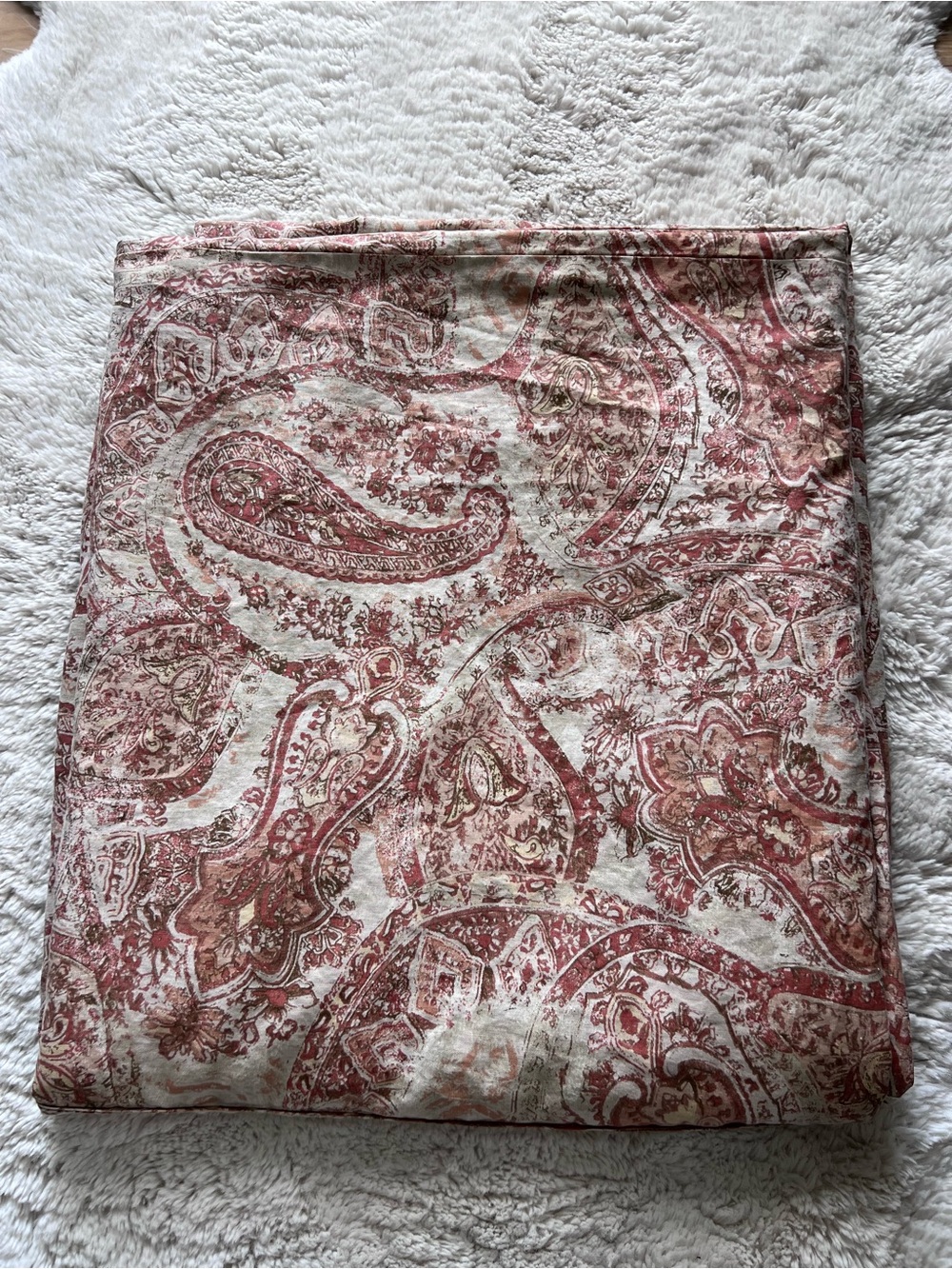 Pottery Barn Fresco pattern linen blend duvet cover King size Paisley terra cott